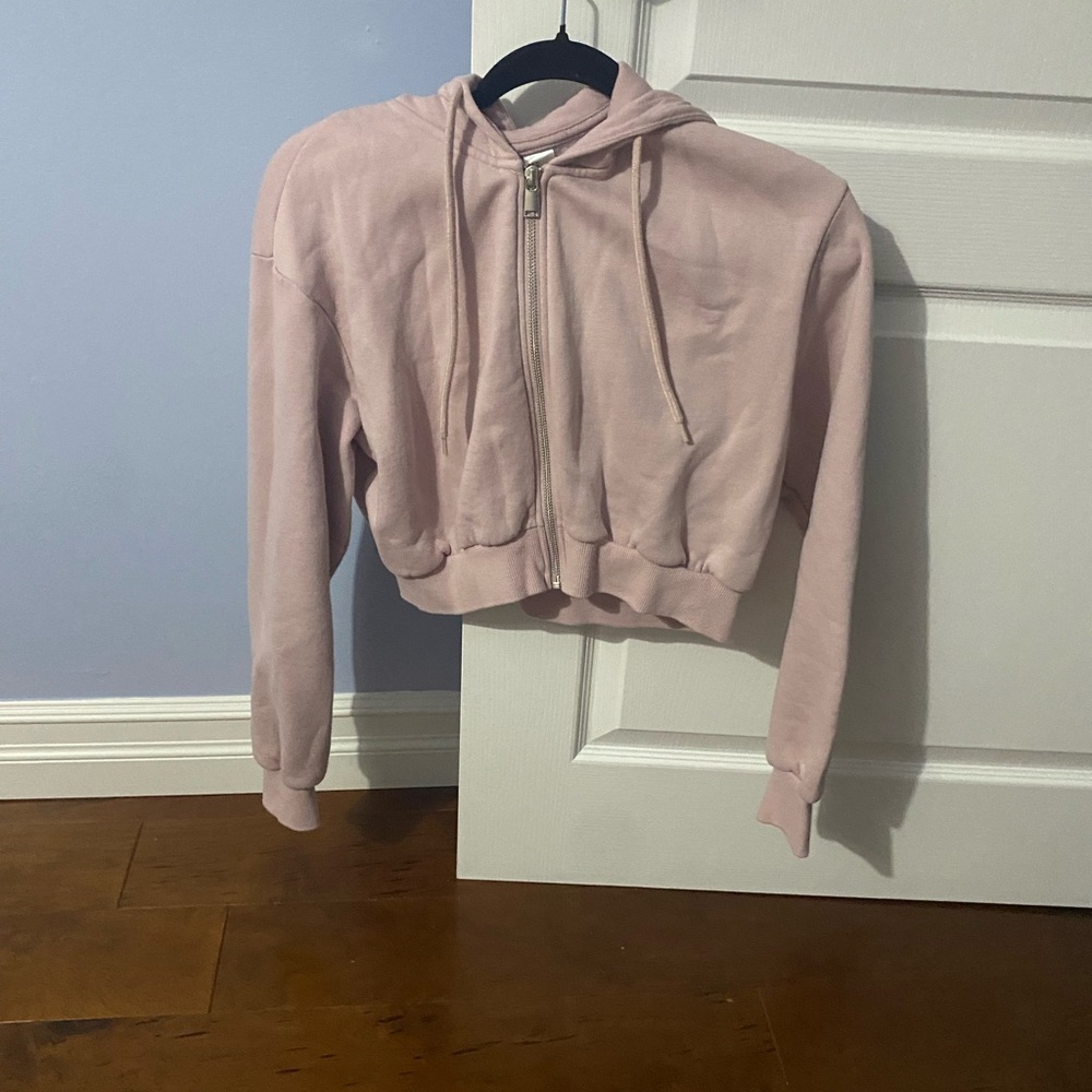 Pink Cropped Hoodie